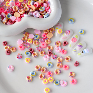50 pièces/sac Breloques 3D en résine pour nail art en forme de donut, Appliques de strass à dos plat pour nail art <span class=keywords><strong>libellule</strong></span> DIY, Décoration d'<span class=keywords><strong>ongles</strong></span> DIY - Product Image 1