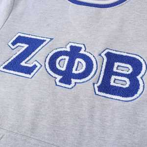 Sweat-shirt gris à col rond Zeta Phi Beta, broderie en chenille, vêtements de sororité grecque, pull unisexe en coton de qualité supérieure - Product Image 3
