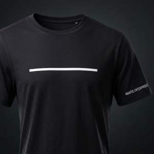 Camiseta Negra para Hombre OEM |   Impresión gráfica minimalista de líneas horizontales |   Camiseta Urbana de Manga Corta Premium con Tela Transpirable - Product Image 5