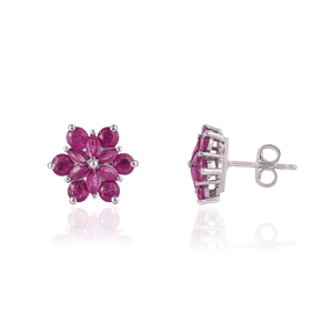 Boucles d'oreilles carrées en argent sterling 925 massif faites à la main, serties de saphirs bleus naturels taille princesse et d'accentuations de diamants - Product Image 3