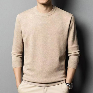 Customized Antique-style Solid Men's Semi-collared Anti-Wrinkle Knitted Wool/Viscose Winter <b>Pullover</b> <b>Sweater</b> ODM Manufacturer - Product Image 2