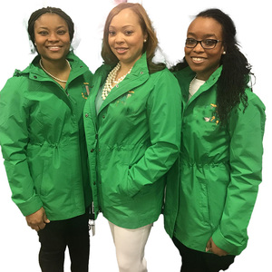 Sorority Kapa Hooded Canvas Rain Jacket <b>Green</b> Greek Outerwear Embroidered Logos | Custom Lining | Waterproof | Spring/Autumn - Product Image 1