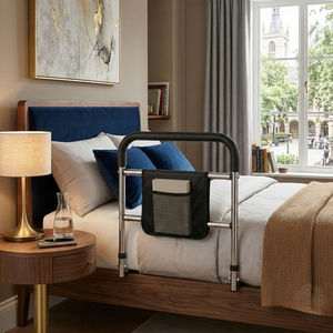 Déambulateur pliable pour équipement médical à domicile, avec support de rangement, chaise d'assistance et organisateur de bras de lit, blanc, certifié CE - Product Image 2