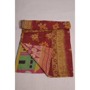 Couverture Kantha florale vintage faite à la main en coton, jeté réversible indien bohème, couvre-lit lavable, décoration - Product Image 5