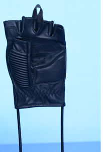 Gants de moto en cuir sans doigts pour homme avec protection rigide des articulations, respirants, demi-doigts, équipement de moto pour homme - Product Image 5