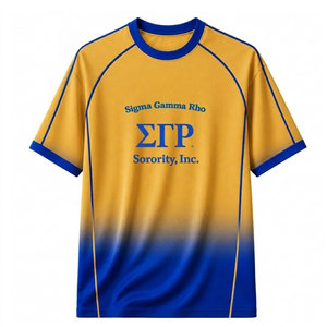 เสื้อฟุตบอล Sigma Gamma Rho Sorority แขนสั้น โลโก้ไล่เฉดสีน้ำเงินและสีทอง ระบายอากาศได้ดี เสื้อเบสบอลสำหรับผู้หญิง - Product Image 4