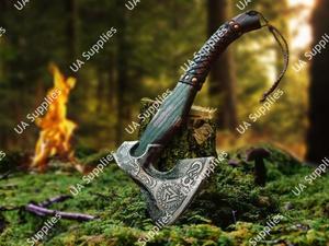 Bearded Viking <b>Axe</b> Hand Forged Carbon Steel Norse Mythology Wooden Handle Outdoor Camping Hunting <b>Axe</b> OEM ODM Wholesale - Product Image 2