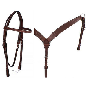 Juego de cabezada y pechera de cuero de alta calidad premium a precio mayorista para equinos - Product Image 1