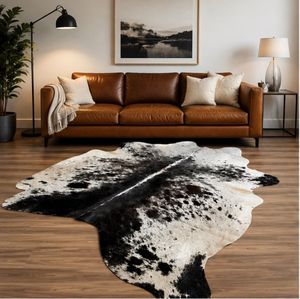 Handmade Cowhide Area Rug Animal Print Novelty Shape Real Leather Floor <b>Mat</b> for Living Room Home Decor Farmhouse Style - Product Image 4