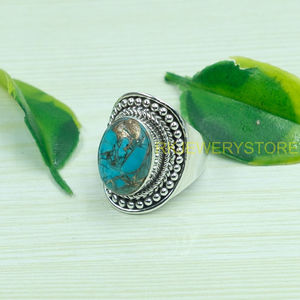 Anillo de Turquesa Azul Cobre, Anillo de Plata de Ley 925, Anillo Hecho a Mano con Diseño Único, Anillo con Gema, Joyería de Turquesa, Regalo - Product Image 3