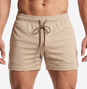 Pantalones Cortos Deportivos de Malla para Hombre con Cordón Ajustable, Ajuste Delgado, para Yoga y Ejercicio - Product Image 1