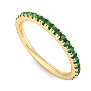 Anillo de lujo en oro rosa con esmeralda verde, corte brillante redondo, apilable, banda de eternidad, alto brillo, joyería de moda para mujer, regalo. - Product Image 5