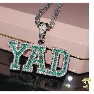 Pendentif Lettre YAD Iced Out en Moissanite, Chaîne Tennis, Bijoux Hip Hop Streetwear, Cadeau - Product Image 2