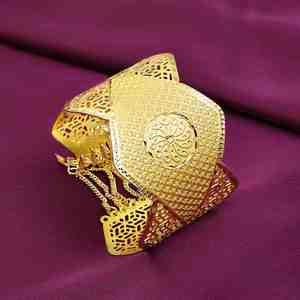 Pulsera Kada de latón chapada en oro de 14K, 18K, 24K al por mayor, joyería de moda, diseño Kada tradicional, brazalete Kada. - Product Image 1