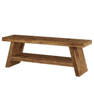 Solid Wood Double-Layer Entrance <b>Bench</b> with Open Storage Design Shoe <b>Rack</b> - Product Image 5
