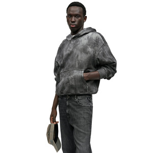 High Quality 100% Cotton Regular Fit Pullover Hoodie Streetwear <b>Thick</b> <b>Fleece</b> Drop Shoulder Pocket Design Solid Pattern Men's - Product Image 4