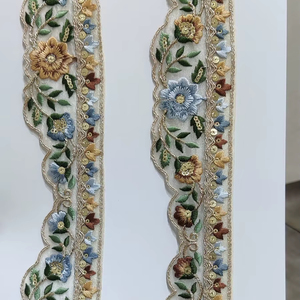 Tissu de dentelle brodée de haute qualité pour robe, fournisseur de textiles pour vêtements avec bordure en dentelle brodée. - Product Image 1