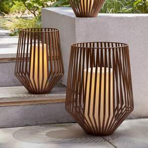 Ensemble de lanternes en métal d'extérieur, porte-bougie géométrique en fer, support de bougie LED, lanterne décorative pour jardin et patio - Product Image 1