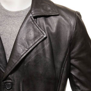 Veste en cuir d'hiver de qualité supérieure pour homme, fermeture éclair en toile, teinture unie, style streetwear - Product Image 3