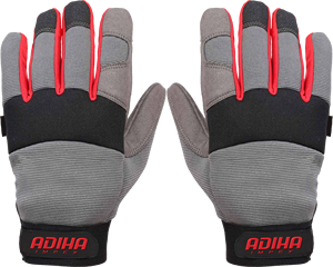 Guantes de Seguridad Mecánicos Adiha Impex Premium, Transpirables, Resistentes al Calor, 8mil XL, Costuras Personalizadas, Color Negro, Gris, Rojo - Product Image 4