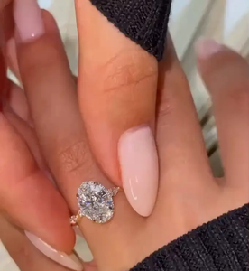 Trendy 925 Moissanite Halo Oval Cut Yellow Gold <b>Promise</b> <b>Ring</b> Engagement <b>Ring</b> in Yellow Gold Plated Moissanite Jewelry for <b>Women</b> - Product Image 6