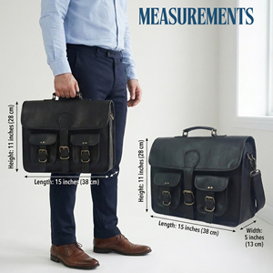 Sac à main pour ordinateur portable en cuir véritable noir vintage pour homme, élégant, décontracté, pour le bureau, messager, portable, durable, léger - Product Image 6