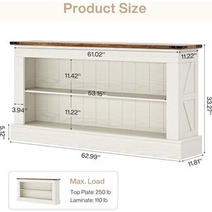 63-Inch Long Console <b>Table</b> with Shelves for Entryway Narrow Console <b>Table</b> for Foyer Hallway - Product Image 6