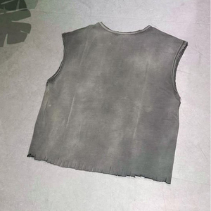 Wholesale Price Sleeveless Shirts High Quality Custom Cotton Blank Distressed T-Shirt Acid Wash Sleeveless T-Shirt Men's - Product Image 2