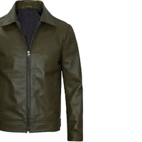 Veste en cuir véritable pour homme, sur mesure, couleur vert olive foncé, col chemise, OEM, fermeture éclair, col rabattable, style décontracté.