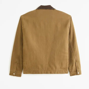 Heavyweight Cotton <b>Canvas</b> <b>Jacket</b> With Custom Logo Patches <b>Canvas</b> Utility Work <b>Jacket</b> With Zipper Closure - Product Image 2