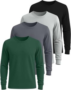 Camiseta Casual de Manga Larga para Hombre, Cuello Redondo, Lisa, Personalizable, de Pana Suave, Transpirable, para Gimnasio, Entrenamiento y Deportes - Product Image 3