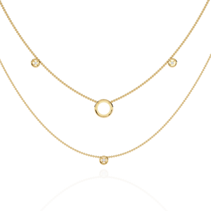 Double-layered Daily Wear Station Lab Diamond <b>Necklace</b> 10K 14K 18K Yellow Gold - Product Image 4