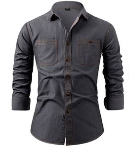 Men Denim Button Shirt Casual Cotton Anti-Wrinkle Quick Dry Eco-Friendly <b>Soft</b> Breathable Comfortable Everyday Fashion Clothing - Product Image 5
