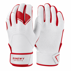 Gants de frappeur de baseball en cuir de haute qualité pour gaucher, fermeture auto-agrippante, entraînement, tailles XL/XXL, support de poignet, séchage rapide, personnalisables - Product Image 1