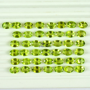 Péridot naturel ovale facetté, pierres précieuses en vrac calibrées 5MM 7MM, pierres de péridot vertes pour la fabrication de bijoux et de pendentifs, vente en gros - Product Image 3