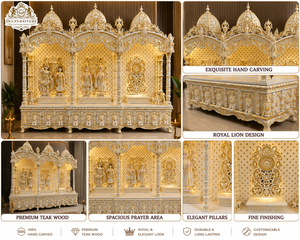 Bollywood-Style Wooden Pooja <b>Mandir</b> For USA Large Indian Hindu Temple with Hand Carved Domes Custom Teak Wood Pooja <b>Mandir</b> - Product Image 6