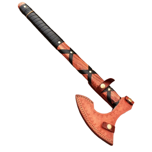 Wholesale Low Price Custom Handmade Rocking style high carbon steel Viking <b>axe</b> with wood <b>handle</b> & Handmade leather sheath - Product Image 4
