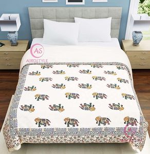 Organic Fluffy 400 TC Pure Cotton Jaipuri Printed Lightweight <b>Single</b> Bed <b>Quilt</b>/Razai/Rajai 85x55 Inches | Soft Cozy - Product Image 1