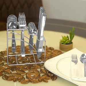 Support de rangement moderne en métal pour couverts, type sur pied, résistant à la rouille, organisateur de vaisselle de cuisine, à un seul niveau, non pliable - Product Image 4