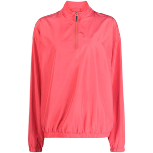 เสื้อแจ็คเก็ตกันลมคอปกตั้งแบบซิป ¼  ไซส์พลัสสำหรับทุกเพศ  ตกแต่งด้วยโลโก้สีชมพูคอรัล  น้ำหนักเบา เหมาะสำหรับออกกำลังกาย  ชายเสื้อปรับได้ - Product Image 1