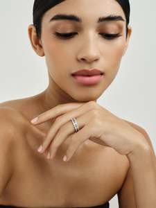 ราคาขายส่ง แหวนหมั้นผู้ชายเงินแท้ 925 ดีไซน์ทันสมัย ประดับเพชรโมอิสซาไนต์ทรงบาแกตต์แบบหนามเตย วงแหวนนิรันดร์ - Product Image 2