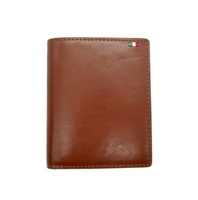 Dompet Kartu dan Uang Koin Lipat Dua Unisex Castello Italia Kulit Asli Desain Minimalis Logo Timbul Bordir Bendera Poliester Pendek
