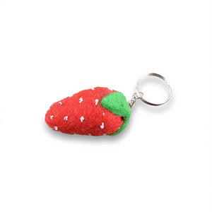 Strawberry Design Felt Plush Key <b>Ring</b> Unique and Cute Keychain - Product Image 2
