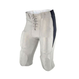 Ensemble d'uniformes de football américain personnalisés pour hommes, maillot bleu marine avec numéro 24 blanc et pantalon blanc, col en V, manches courtes - Product Image 5