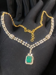 18K Two Tone Gold Round Baguette Cut Diamond Double Row Strand Chain Luxury <b>Statement</b> <b>Necklace</b> | Gift - Product Image 5