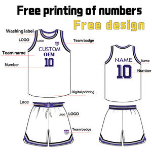 ชุดเสื้อบาสเก็ตบอลแบบกำหนดเองสำหรับผู้ใหญ่ ชุดทีมระบายอากาศได้ดี ไซส์ใหญ่ ขายส่งชุดกีฬา - Product Image 4