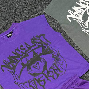 Conjuntos de sudadera con capucha de dos piezas de felpa francesa de algodón ligero estampados para hombre, estilo vintage lavado, oversize, efecto desgastado por el sol, color liso, ropa urbana personalizada - Product Image 3