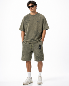 Conjunto de Verano para Hombre de Calidad Superior, Lavado Ácido, Estilo Casual, Cintura Alta, Color Sólido, 100% Algodón, Transpirable, de Secado Rápido - Product Image 1