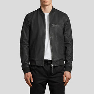 Blouson aviateur homme personnalisé en cuir véritable noir, coupe ajustée, en peau de mouton souple, style streetwear décontracté, vêtement d'extérieur léger - Product Image 4