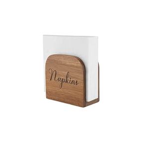 Acacia wood napkin holder u shape modern tabletop <b>accessory</b> for kitchen dining room decor - Product Image 3